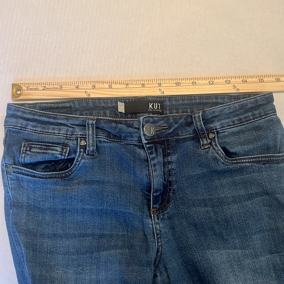 KUT From The Kloth Frayed Hem Crop Straight Leg Mid Rise Jean Indigo Size 8P - Picture 3 of 15